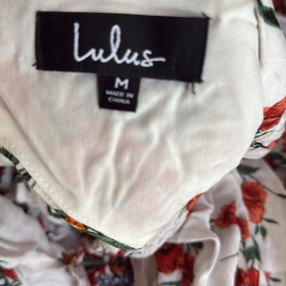 Lulus Frolic With Me White Floral Print Tie-back Tiered Maxi Dress - Size M - Picture 3 of 6